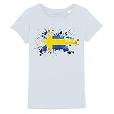 Stuff4 Mädchen/Alter 3-4 (98-104cm)/Hellblau/Rundhals T-Shirt/Schweden/Schwedische Flagge Sp