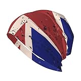 Lustige britische Flagge Patriot England UK – Humor Unisex Erwachsene Strickmütze für Männer Frauen Warm Slouchy Cap Skull Cap Schw