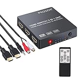 PROZOR HDMI Konverter 3x1 HDMI Switch mit Audio Extractor Analog Optisches Toslink SPDIF Ausgang Support 4K 3D mit IR Fernbedienung HDMI Kabel USB Ladekabel 3.5mm männlich zu 2 RCA Weiblich Kab