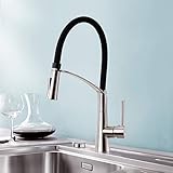 CREA Wasserhahn Küche mit 2 Funktionen Brause, Küchenarmatur mit Ausziehbarer Brause, 360° Drehbare Mischbatterie Küche Schwarz, Spültischarmatur Küche aus E