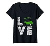 Damen Golfwagen Love Golfschläger Sportliebhaber Fan von Golf Golf Golf T-Shirt mit V