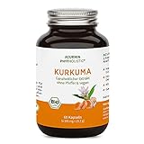 Bio Kurkuma Kapseln im Glas – 40-fache Bioverfügbarkeit ohne Pfeffer – Mehrfach Ausgezeichnet – C14 geprüft – 60 Stück