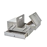 Sewing-Online Freischwinger-Aufbewahrungsbox aus Holz, 31 x 23 x 24 cm, gewaschenes Grau mit Spitze inspiriertes Design-I