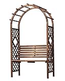 F-XW Rosenbogen Holz mit Bank Witterungsbeständig Pergola Rankgitter Spalier Torbogen Garten Rosensäule Rankhilfe für Rankpflanzen, 220×120×50