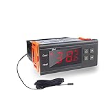 KETOTEK Temperaturregler 230V mit Fühler STC1000, Digitale Thermostat 220V mit 2m Wasserdichter Sensor Sonde, Doppel Relais Temperaturwächter für Heizen Kühlen Aquarium Inkub