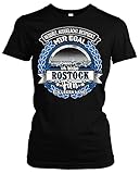 EIN Leben lang Rostock Damen Girlie T-Shirt | Stadt - Rostock Skyline - Fussball - Sport - Rostock Shirt - Ultras | Schwarz (S)