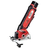 WALTER 12 V Mini Akku-Tauchsäge, mit 3 Sägeblättern, LED Arbeitslampe, Parallel- und Tiefenanschlag, k