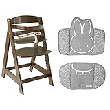 roba Treppenhochstuhl mitwachsend, Sit Up III, Babyhochstuhl, Jugendhochstuhl, Holz braun, mit Sitzverkleinerer Miffy