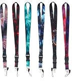 6 Stücke Umhängeband mit 6 Schlüsselbund, Lanyard Schlüsselbander, Umhängeband Schlüsselband für ID Badge Card Holder, Ausweishülle, Schlüssel, Mobile Handys T