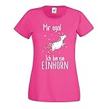 Shirt-Panda Damen Mädchen Einhorn T-Shirt · Mir egal ich Bin EIN Einhorn · Unicorn Shirt · Regenbogen Girl Spruch · Fun Ladyfit Tshirt · Rainbow Pony · Fuchsia M