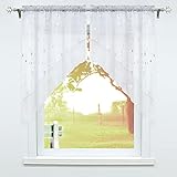 SCHOAL Scheibengardine mit Tunnelzug 2 Stück Kleinfenster Gardinen Küche Set Bistrogardinen Voile Stores Fenstergardine Modern Kreisförmiges Muster BxH 80x80