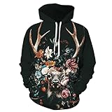 WAQD Hoody Herren 3D Christmas Jumper Weihnachtsmann Druck Kapuzenpullover Lustig Weihnachtssweatshirt Winter Strickpullover Weihnachtspulli mit Mützen Festlich Party Sweatshirt Weihnachtsp