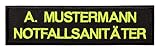 PACO Namensschild bestickt mit eigenem Namen personalisiert Stickschild in vielen Größen und Farben mit Klett (140x38mm, schwarz)