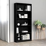 Bücherregal, offenes Regal mit 5 Ebenen, Aufbewahrungsregal aus Holz, Präsentationsregal für Zuhause und Büro, Schwarz 80x24x175