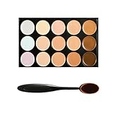 Boolavard Professional 15 Farbe Concealer Tarnung Contour Eye Gesichtscreme Make-up Palette mit Kosmetik Oval Make-up Pinsel (15 Farben)