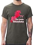 Einhorn Geschenk Unicorn - Das letzte Weinhorn - L - Dunkelgrau - Army t-Shirt Herren - L190 - Tshirt Herren und Männer T-S