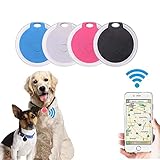 Anti-Lost-Gerät für Hund/Katze – Kleiner tragbarer intelligenter Bluetooth-GPS-Locator für Gepäck/Kind/Haustier – Rundes wasserdichtes Bluetooth-Alarmgerät mit Tracking-Funktion (Blau)
