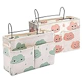 Suliken 2 Stück Hängetasche Nachttisch Organizer,Nachttisch Tasche,Bett Organizer Hängetasche Aufbewahrungstasche,Betttaschen Hochbett Hängetasche,für Zimmer Bettgitter,Buch,Magazin(Rosa, Blau)