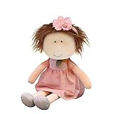 Herbests Kuschelpuppe Weiche Stoffpuppe mit Kleidung und Haaren für Kinder von 0-5 Jahren, Mädchen Geschenke Baby Puppe Weiche Puppe Handmade Textilpuppen Gefüllte Puppen Rag Dolls,Rosa,35CM