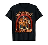 One Thankful Surveyor Thanksgiving Rainbow Turkey Autumn T-S