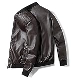 Mantel Herbst Männer Lässige Lederjacke Motorrad Reiten Lederjacke Große Größe (Color : Brown, Size : XXL)