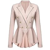 Damen Blazer V-Ausschnitt Elegant Anzugjacke Casual Vintage Strickjacken Klassischer Party Jacke Einfarbig Business Blazer Blusen Irregulär Taste Outwear Oberteile Longstrickjack