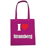 Tasche I Love Strausberg Größe 38x42 Farbe Pink Druck W