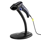 NETUM Kabelgebundener 2D QR Barcode-Scanner mit Halterung - Handheld Automatischer Omnidirektionaler Barcode-Leser/Imager (QR, PDF417, GS1 Data Matrix) mit USB-Kabel NT-W9