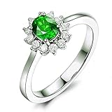 ANAZOZ Damen Ring Simulierte Nano Smaragd 925 Sterling Silber Trauringe Jahrestrag Gr. 52 (16.6)