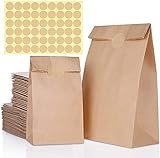 Braun Papiertüten,80 Stück Kraftpapiertüten Enthält 2 Größen Papier Tüten für Geschenktüten Ostertüten Brot Belegte Brote Keks Süßigk