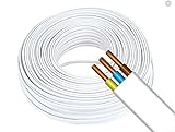 Flach Weiß Feuchtraumkabel Kabel Leitung YDY NYM-J 3 x 1,5mm | Elektrokabel Stromkabel (20m)