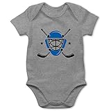 Sport Baby - Eishockeyschläger Helm - 3/6 Monate - Grau meliert - Geschenk - BZ10 - Baby Body Kurzarm für Jungen und M