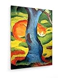 weewado Franz Marc - Katze hinter einem Baum 60x80 cm Leinwandbild auf Keilrahmen - Wandbild, Poster, Kunst, Gemälde, Foto, Bild auf Leinwand - Alte Meister/M