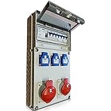 grenda-hammer CEE Verteiler Steckdosenverteiler 1x CEE 400V 32A / 1x CEE 400V 16A / 3x Schukosteckdosen 250V 16A einzeln abg