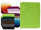 npluseins klassisches Jersey Spannbetttuch - erhältlich in 34 modernen Farben und 6 verschiedenen Größen - 100% Baumwolle, 70 x 140 cm, apfelgrü