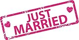 10cm! Klebe-Folie Wetterfest Made-IN-Germany Just Married Wedding Grunge DeZeichen G922 UV&Waschanlagenfest Auto-Aufkleber Sticker D