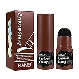 Colorful One Step Augenbrauen Stempel Form Set, Augenbrauen Puder Stempel mit 2 Bürste - Wasserdicht Makeup Brow Stamp Brauenpuder Schablonen Haaransatz Schatten Puder Stick für Frauen (1Braun)