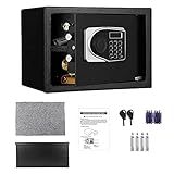 Tresor Elektronischer Safe Doppelstahlbolzen Möbeltresor mit Schlüsseln für Home Office Solider legierter Stahl zur Aufbewahrung Ausweise Laptop Dokumente Schmuck 35 x 25 x 25