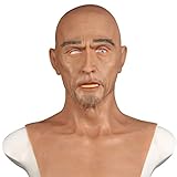 U-CHARMMORE Old Man Mask Soft Silikon Kopfmasken Gesicht für Crossdress Transgender Halloween Cosplay (Farbe 1)