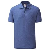 Fruit of the Loom Herren Poloshirt, Farbe:Retro Royalblau meliert, Größe:L