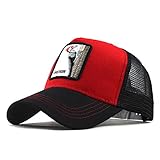 DOLDOA Hut Damen Sommer,Unisex Outdoor Baumwolle Hochwertige Tier Bestickte Baseball Caps Einstellbar (Rot)