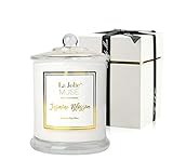 La Jolíe Muse Jasmin Duftkerze, Geschenk für Frauen, natürliches Sojawachs, 50-65 Stunden Brenndauer, Kerze Geschenk Weißes Glasgefäß, 280g