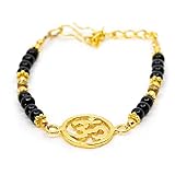 Spiru Edelstein Armband Schwarzer Onyx mit OHM (20 cm)