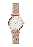 FOSSIL Damenuhr Carlie Mini, 28 mm Gehäusegröße, Quarzwerk, Edelstahlarmb