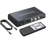 DA Wandler PROZOR 192kHz DAC Konverter Digital zu Analog Audio Konverter Stereo L/R RCA 3.5mm Audio Adapter mit Fernbedienung Unterstützt Lautstärkeregler/Mute/Power ON oder O