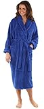 VEAMI Warmer Damen-Bademantel aus Mikrofaser und Fleece, lang, saphir, S