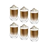 [6-Pack,450ml] Design•Master - Hochwertiges doppelwandiges Isolierglas, Kaffee- oder Teeglasbecher, thermoisoliertes Glas, perfekt für Latte, Americano, Tee und Getränk