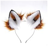 Yytcsjz Handgemachte Katze Fuchs Wolf Ohren Haarreifen Kopfbedeckungen Niedlichen Halloween Kostüm Cosplay Handgemachte Tier Pelzohren Haarreifen (Color : Brown, Size : 24.5cm)