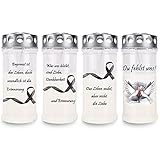 Kimiza - Premium Gedenkkerze, Sparset mit 4 Motiven, Brenndauer ca. 4 Tage (24 Stück)