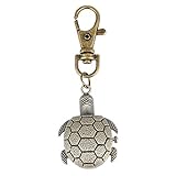 LZHLMCL Damen Keychain Taschen Little Cute Small Size Tortoise Shape Schlüsselbund Quarz Taschenuhr Fob Retro Bronze Schlüsselanhänger Top Geschenke Für Jungen Mädchen Kinder B